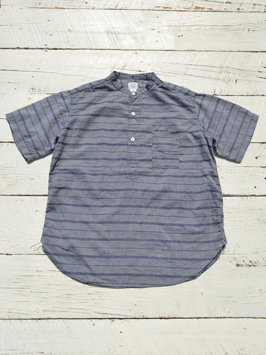 Band Collar Shirt (Horizontal Stripe)　