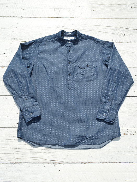 NAT-U-RAL別注 Classic Fit Popover Banb Collar Shirt (Navy Denim Dot )