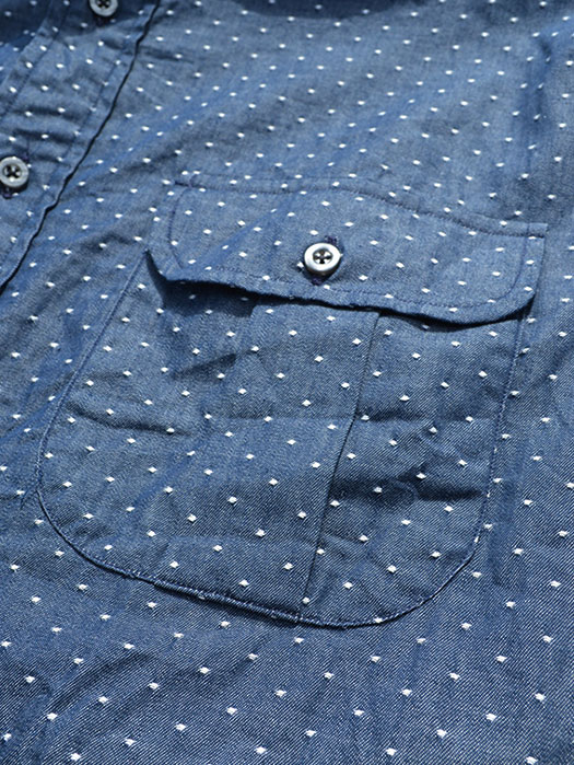 NAT-U-RAL別注 Classic Fit Popover Banb Collar Shirt (Navy Denim Dot )