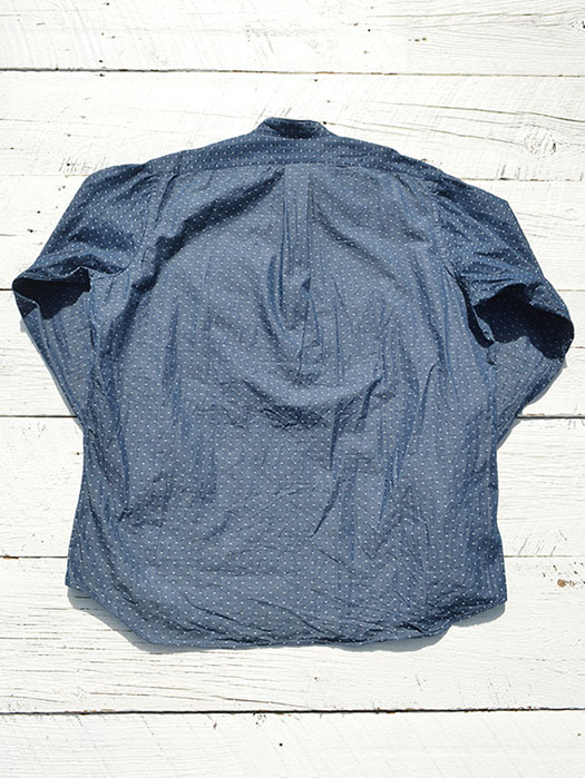 NAT-U-RAL別注 Classic Fit Popover Banb Collar Shirt (Navy Denim Dot )