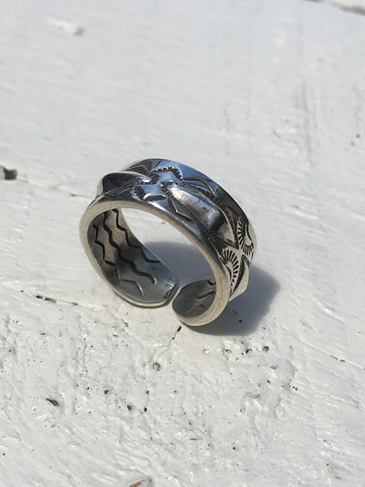 【Ray Adakai】　Double Stamp Ring　Open End　