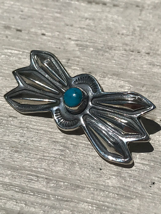 OT-P0128  BUTTERFLY PIN (S) (6 LOZENGES/TURQUOISE)　