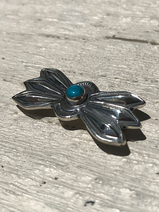 OT-P0128  BUTTERFLY PIN (S) (6 LOZENGES/TURQUOISE)