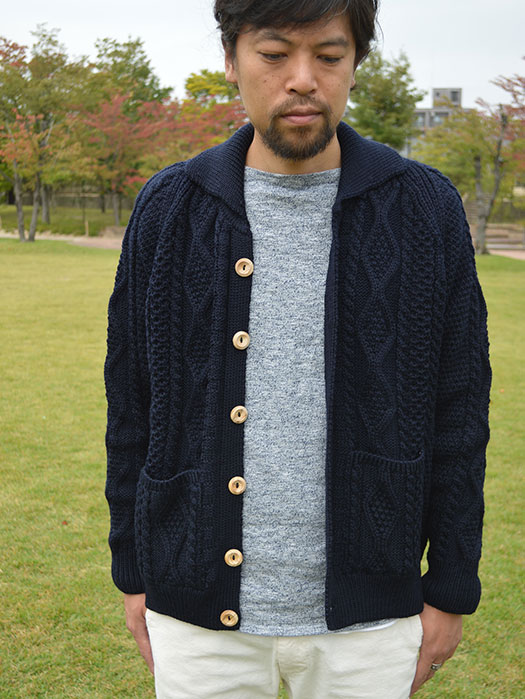 【30% OFF】　【RICHMOND KNIT WEAR】 　ARAN CARDIGAN　