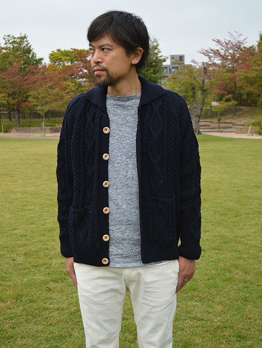 【30% OFF】　【RICHMOND KNIT WEAR】 　ARAN CARDIGAN