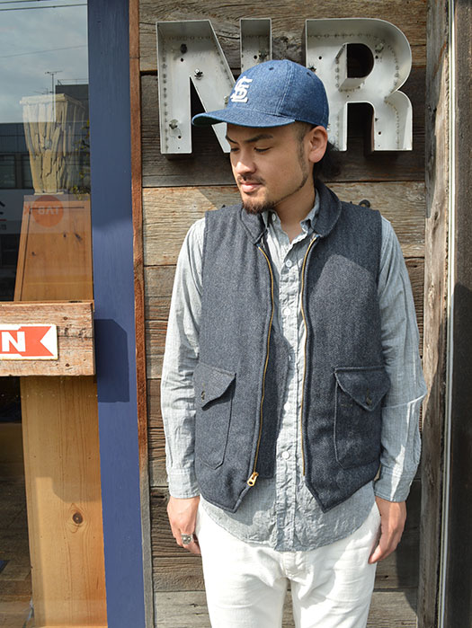 Navy Cruz Vest　(Herringbone Tweeds)