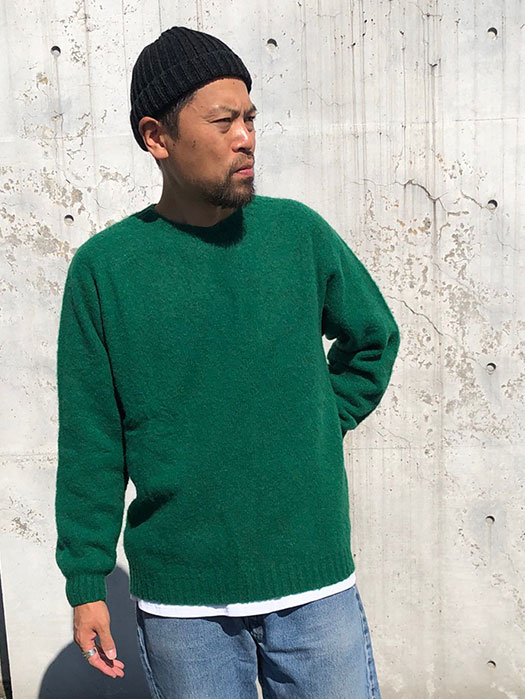 Crew Neck Shetland Sweater (Shaggy)　