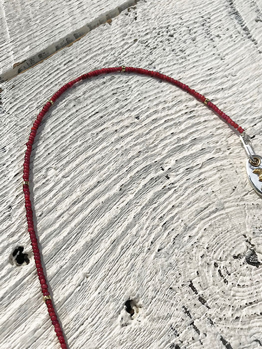 GOLD RUBY BEADS NECKLACE