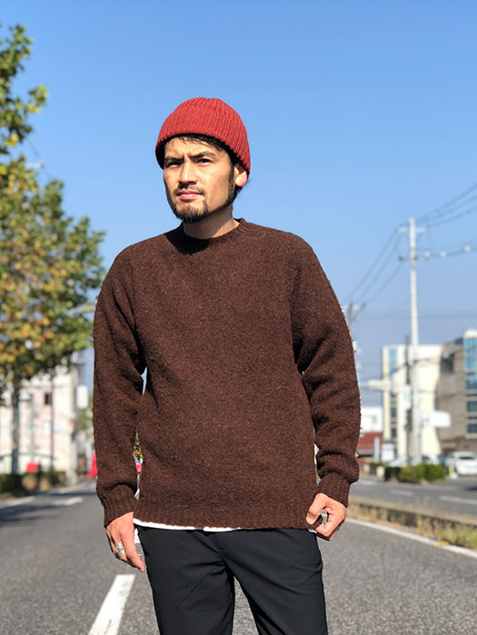 Crew Neck Shetland Sweater (Shaggy)