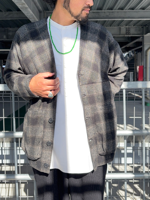 Digs Crew Cardie Jacket (Cotton Tweedy Check)　