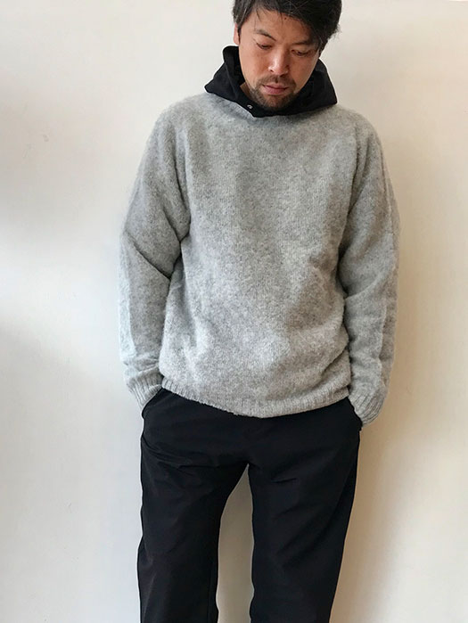 Crew Neck Shetland Sweater (Shaggy)