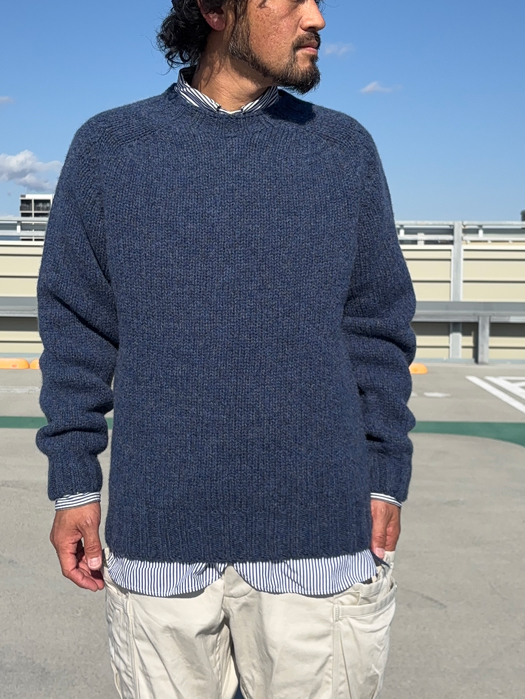 Crew Neck Saddle Shetland (Heavy Weight)